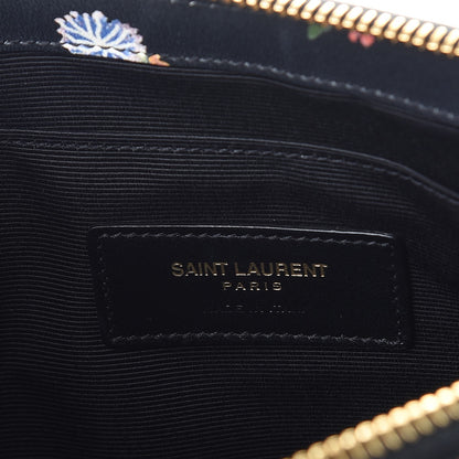 Saint Laurent Calfskin Flower Printed Small Monogram Crossbody Bag Black Multicolor 6 of 7