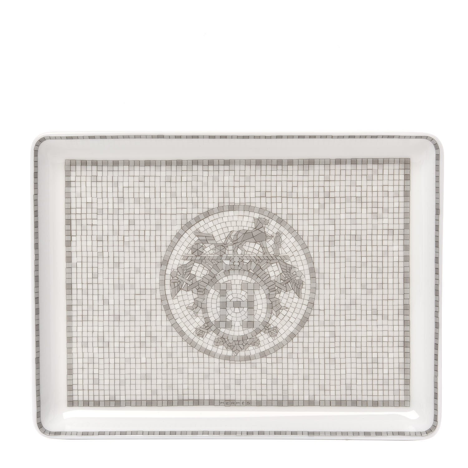 Hermes Porcelain Mosaique Au 24 Sushi Plate Platine 1 of 7