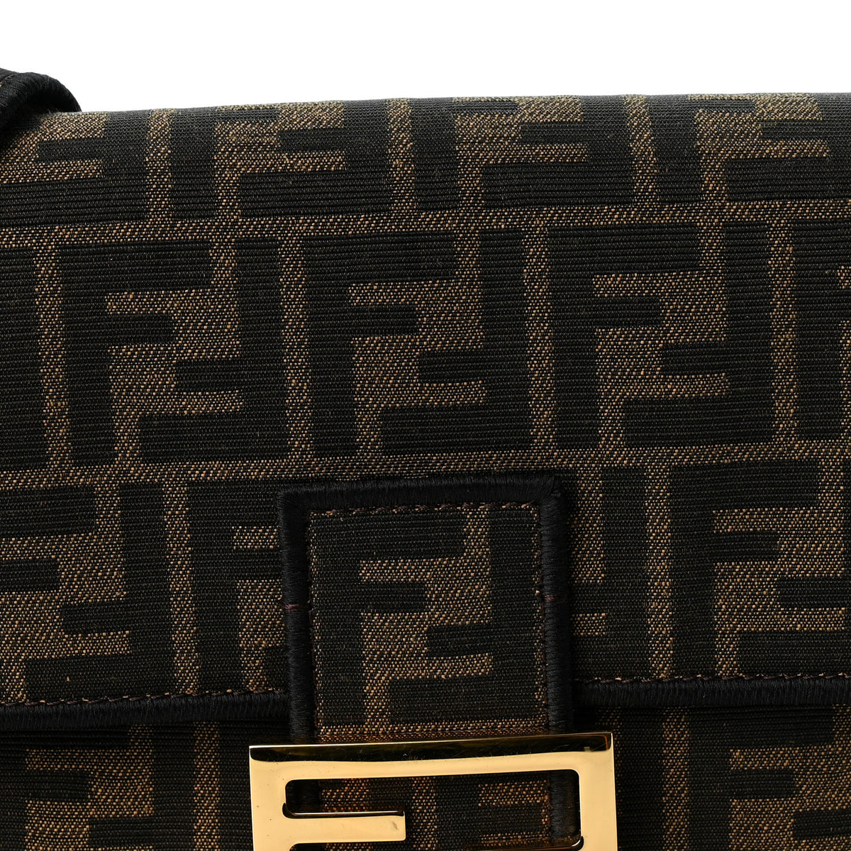 Fendi Fabric Jacquard FF 1974 Medium Baguette Tobacco Moro Black 7 of 10