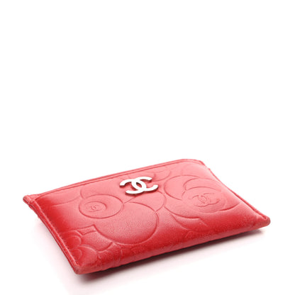 Chanel Lambskin Camellia Embossed Card Holder Dark Red 4 of 8