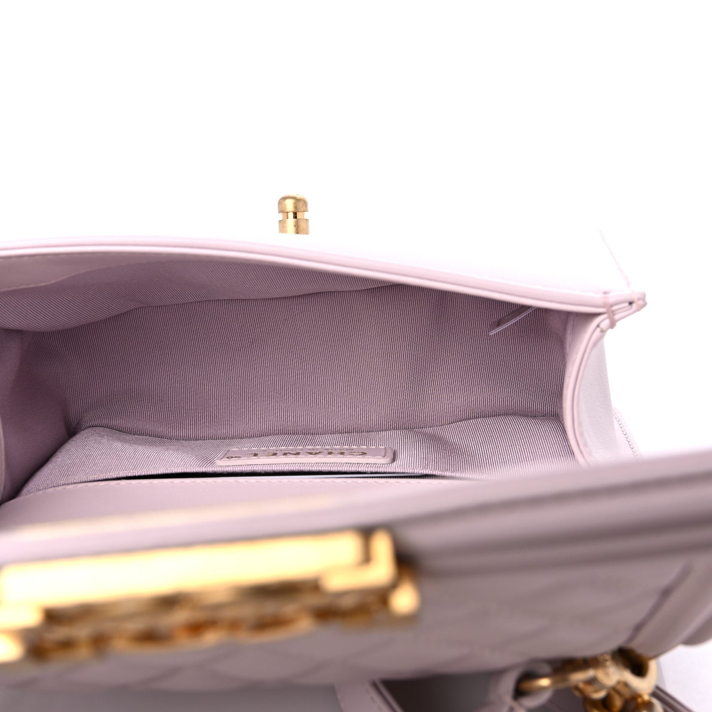 Calfskin Small Boy Logo Top Handle Flap Lilac