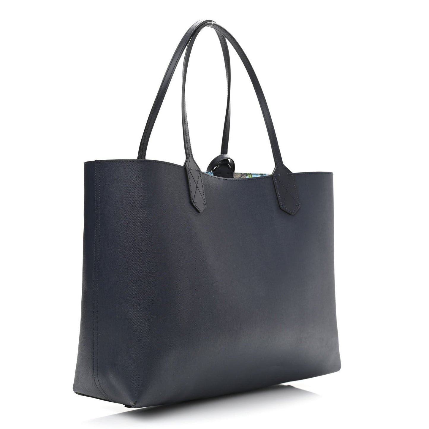GG Supreme Monogram Blooms Medium Reversible Tote Beige Blue Navy