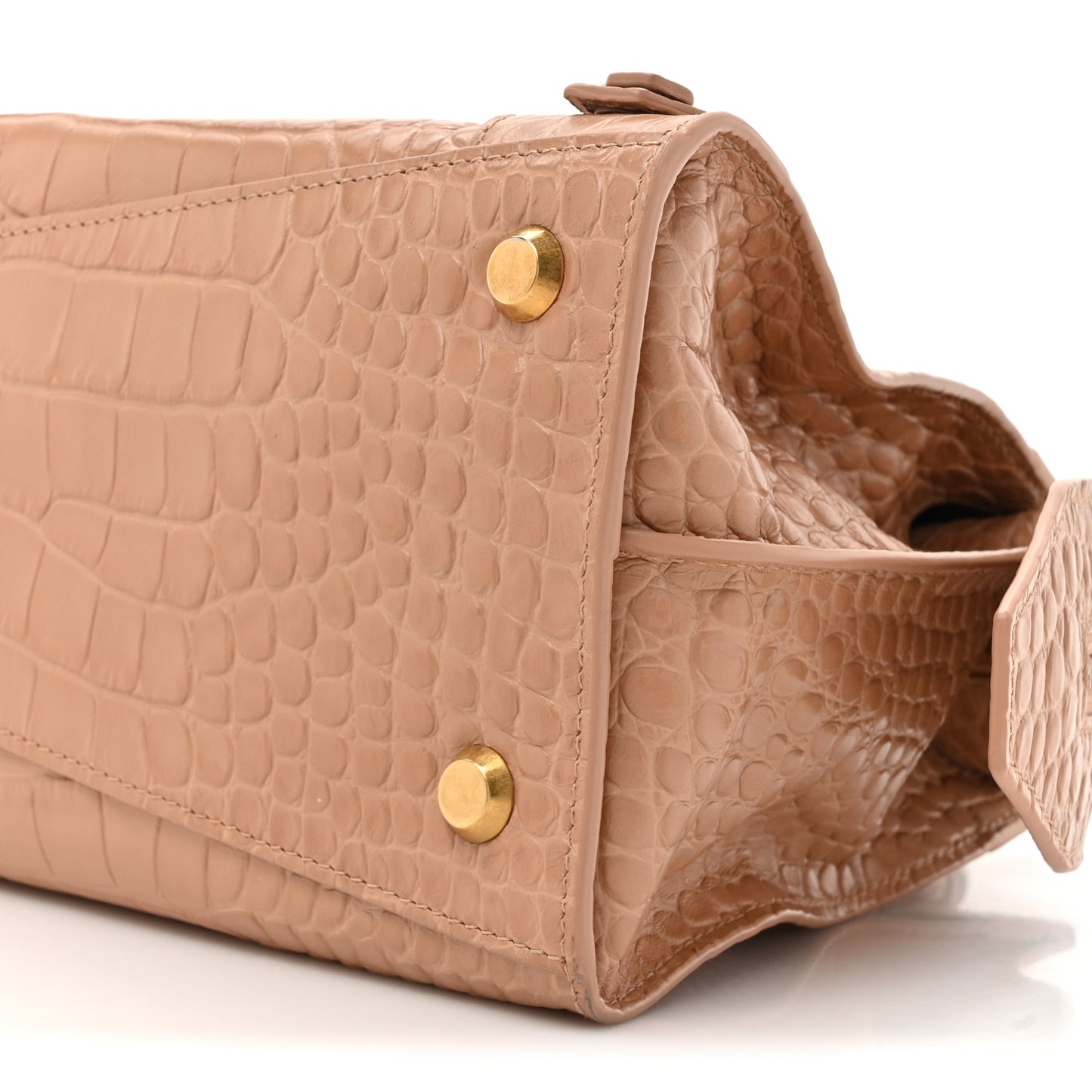 Extra Supple Calfskin Crocodile Embossed Neo Classic Gold Hardware S City  Nude Beige