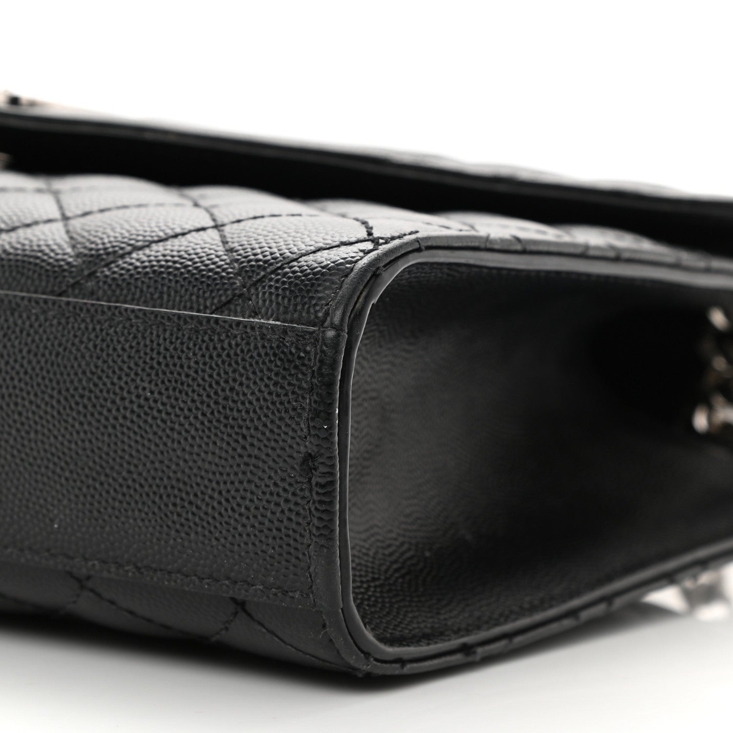 Saint Laurent Grain De Poudre Textured Mixed Matelasse Triquilt Medium Monogram Satchel Black 12 of 14