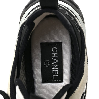 Chanel Velvet Calfskin Mixed Fibers CC Sneakers 39.5 Ivory Black 7 of 10