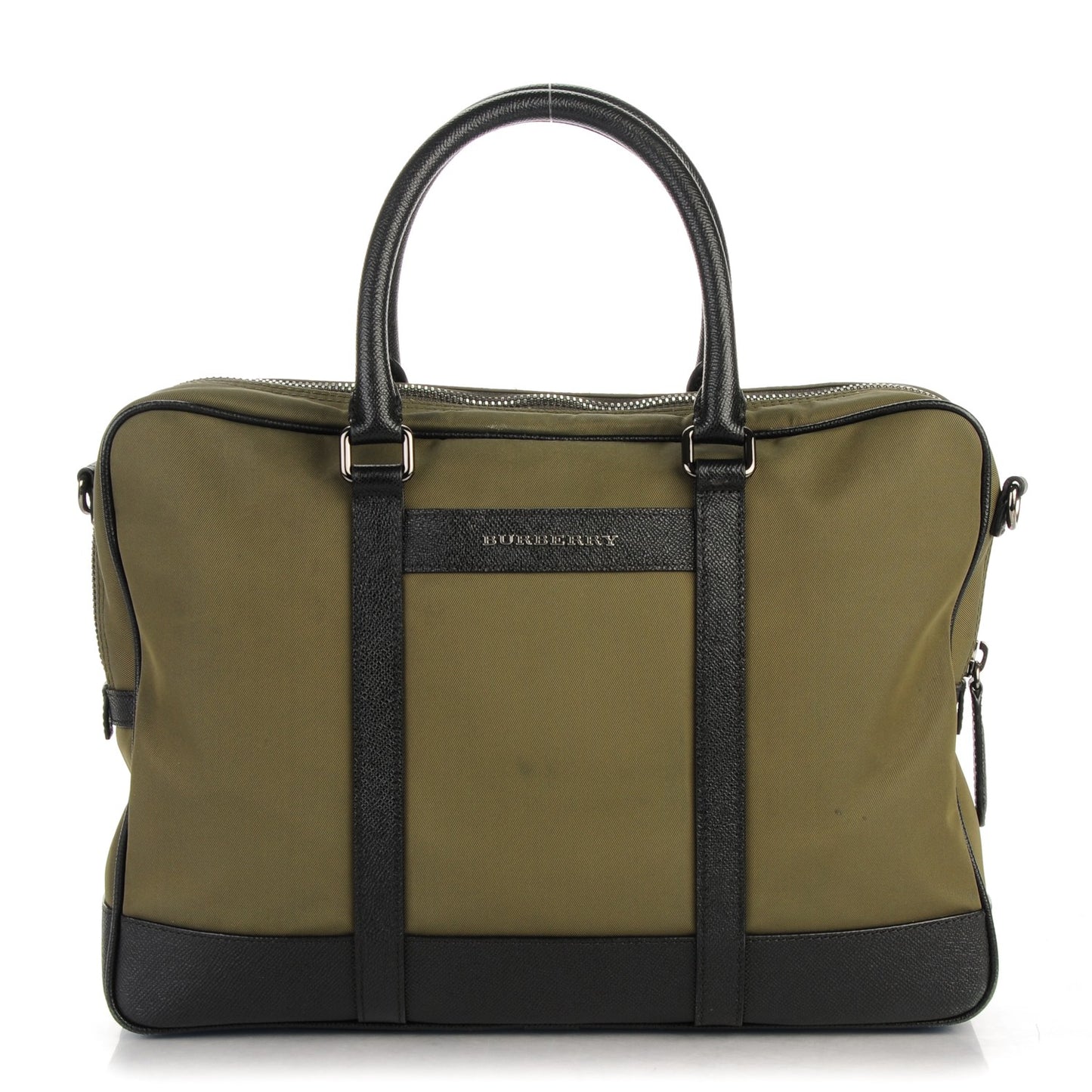 Calfskin Nylon-Canvas Briefcase Green