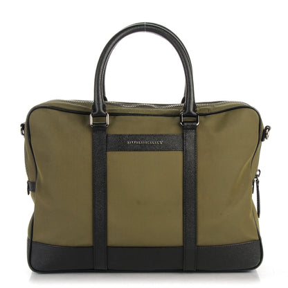 Burberry Calfskin Nylon-Canvas Briefcase Green 1 of 14