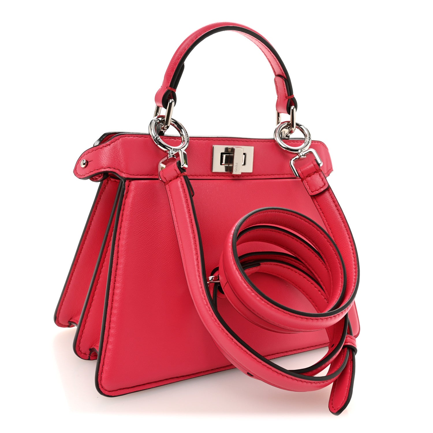 Fendi Shiny Nappa Petite Peekaboo I SEE U Satchel Lampone 4 of 11