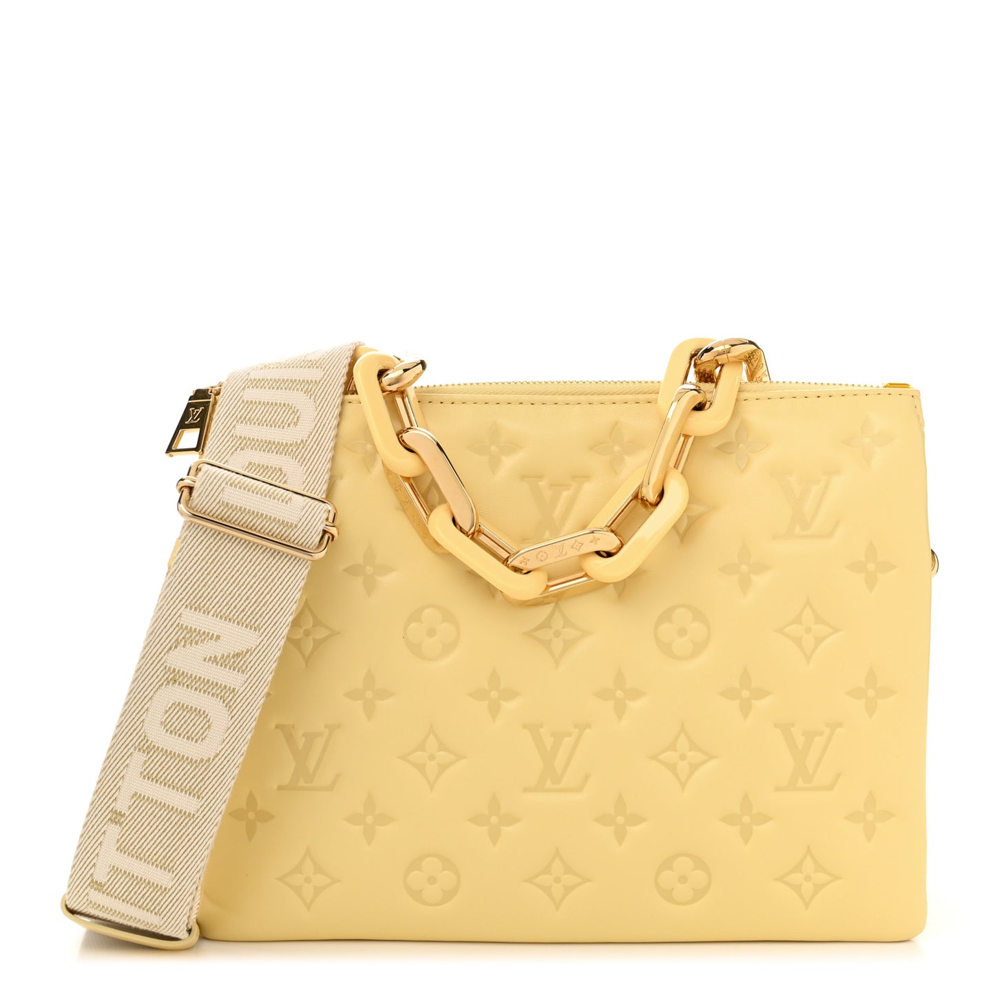 Lambskin Embossed Monogram Coussin PM Yellow