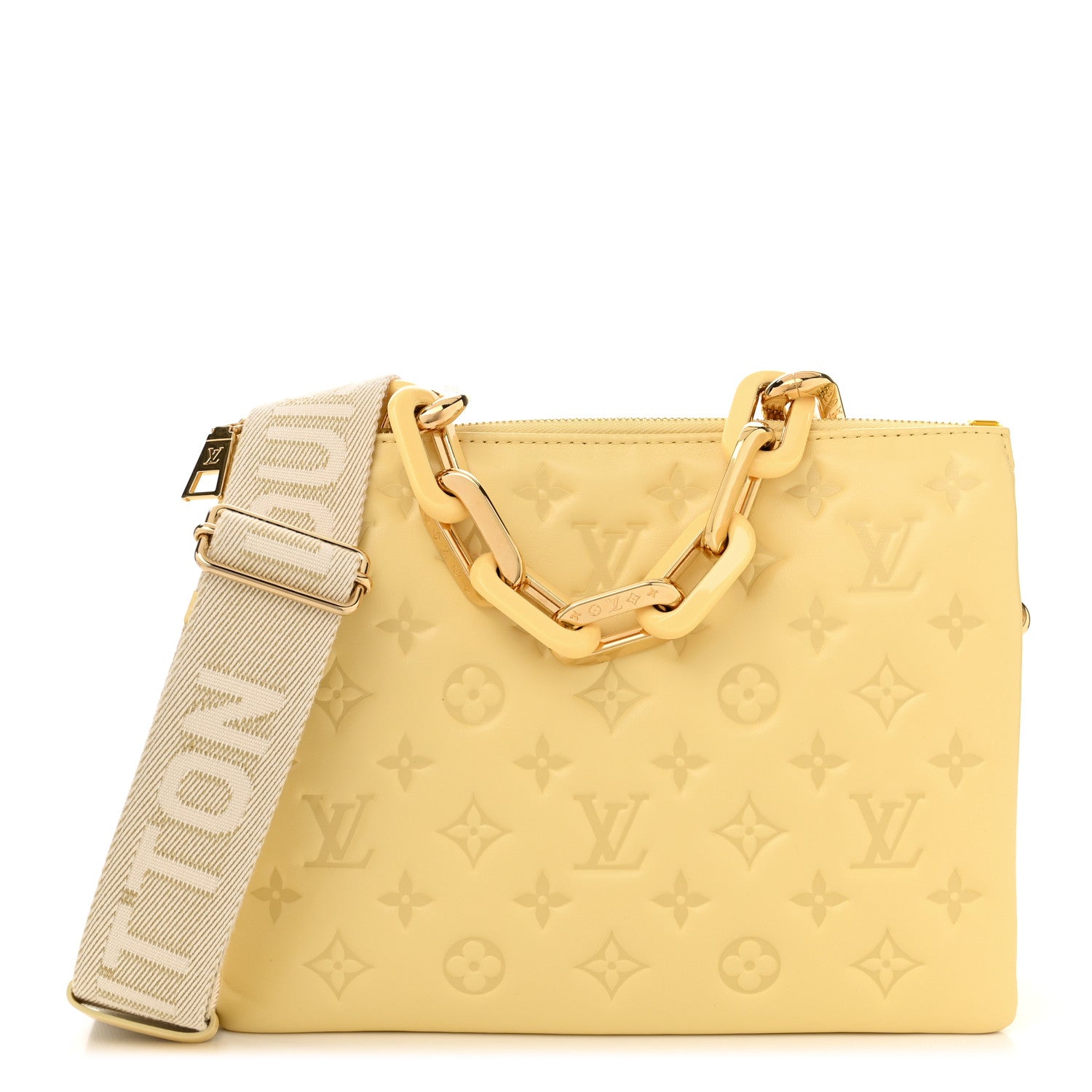 Louis Vuitton Lambskin Embossed Monogram Coussin PM Yellow 1 of 10