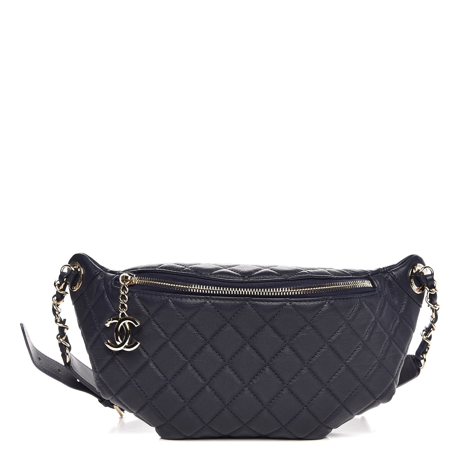 Chanel Calfskin Quilted Waist Bag Navy 1 of 8