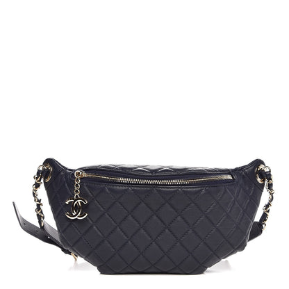 Chanel Calfskin Quilted Waist Bag Navy 1 of 8