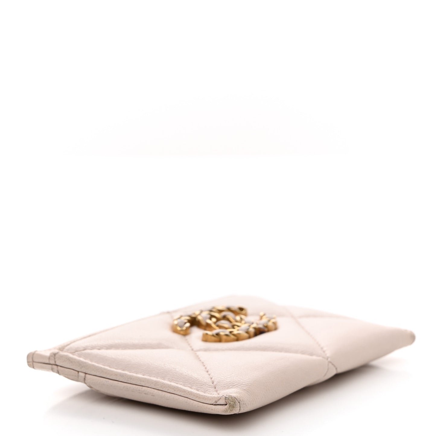 Lambskin Quilted Chanel 19 Card Holder Light Pink