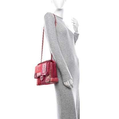 Chanel Tweed Patchwork Jumbo Single Flap Pink 2 of 12