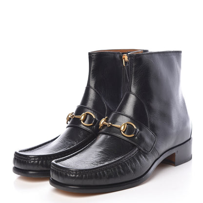 Gucci Quentin Goatskin Mens Horsebit Ankle Boots 7 Black 3 of 10