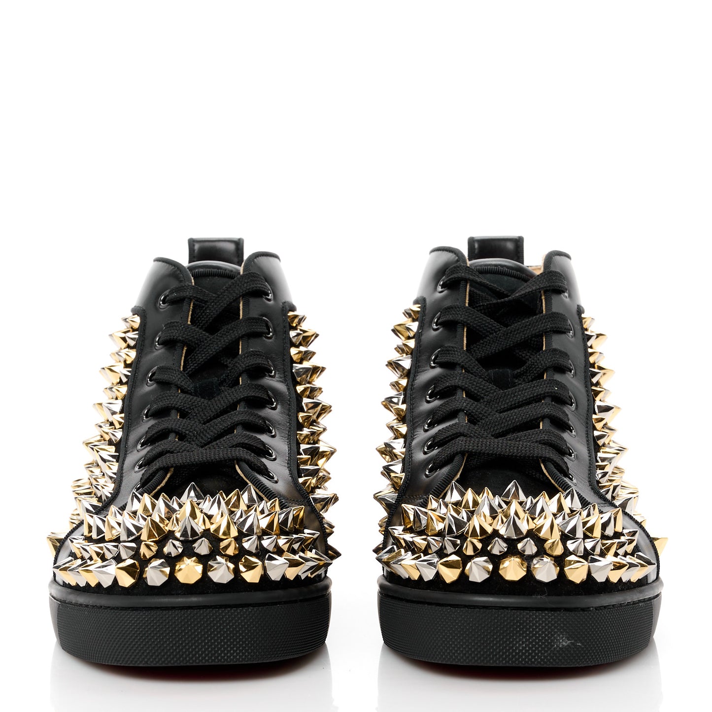 Calfskin Louis Spikes Flat Mens Sneakers 40.5 Black