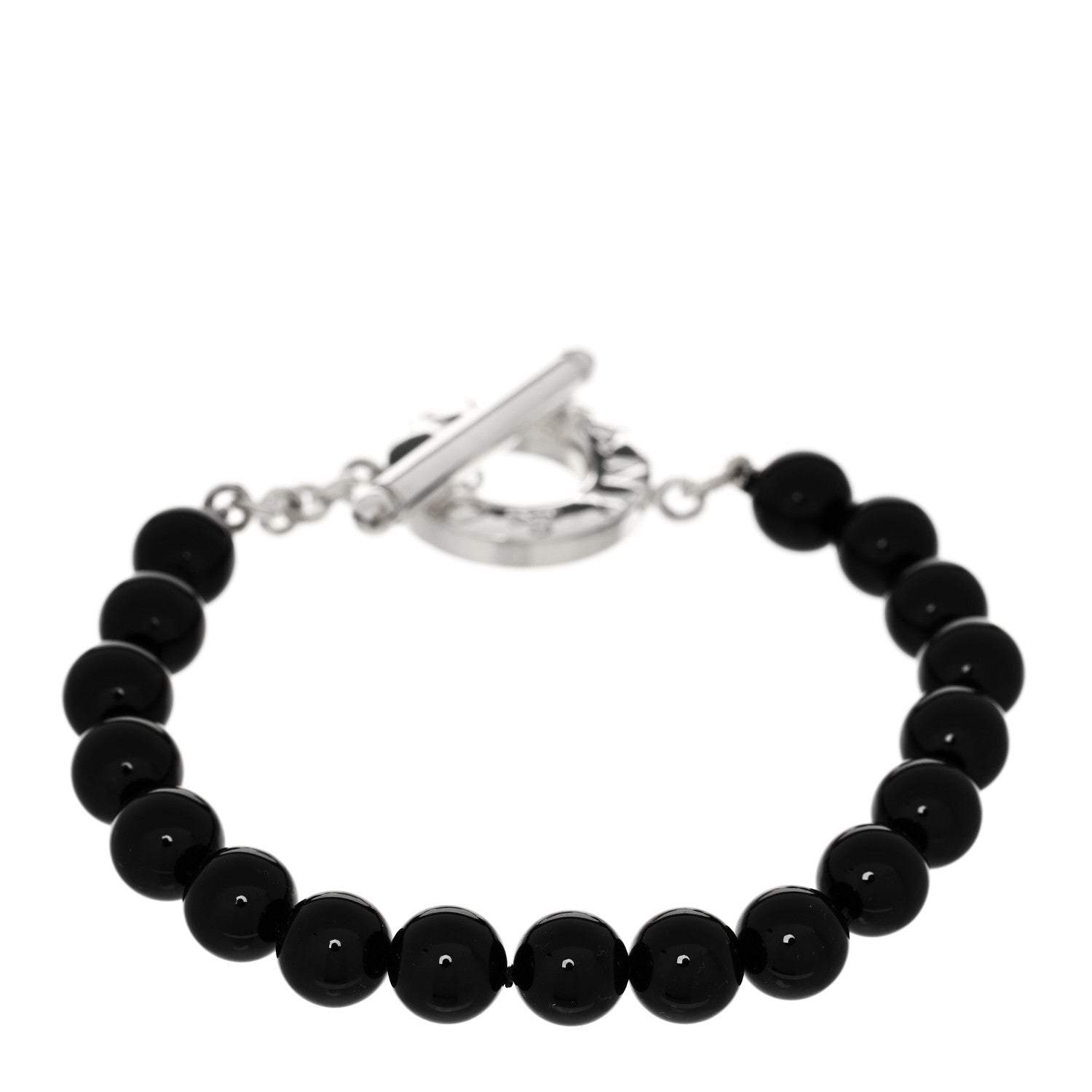 Tiffany Sterling Silver Black Onyx Bead Toggle Bracelet 2 of 4