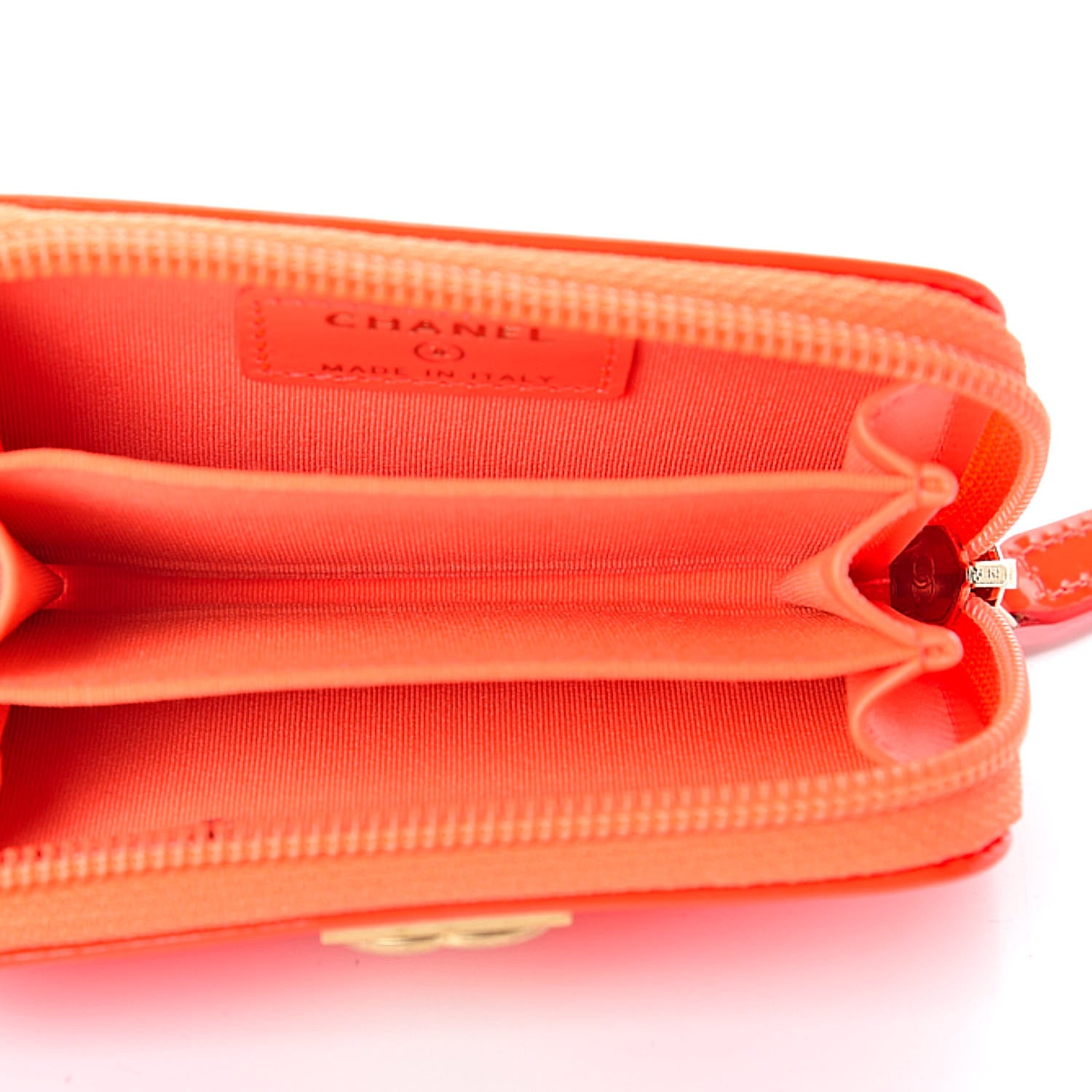 Chanel Patent Quilted Boy Zip Around Coin Purse Wallet Orange 5 of 7