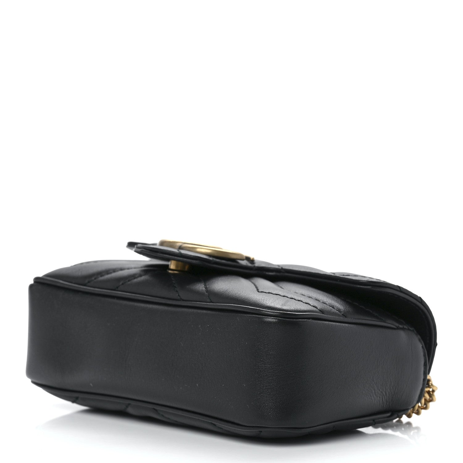 Gucci Calfskin Matelasse Super Mini GG Marmont Shoulder Bag Black 9 of 12