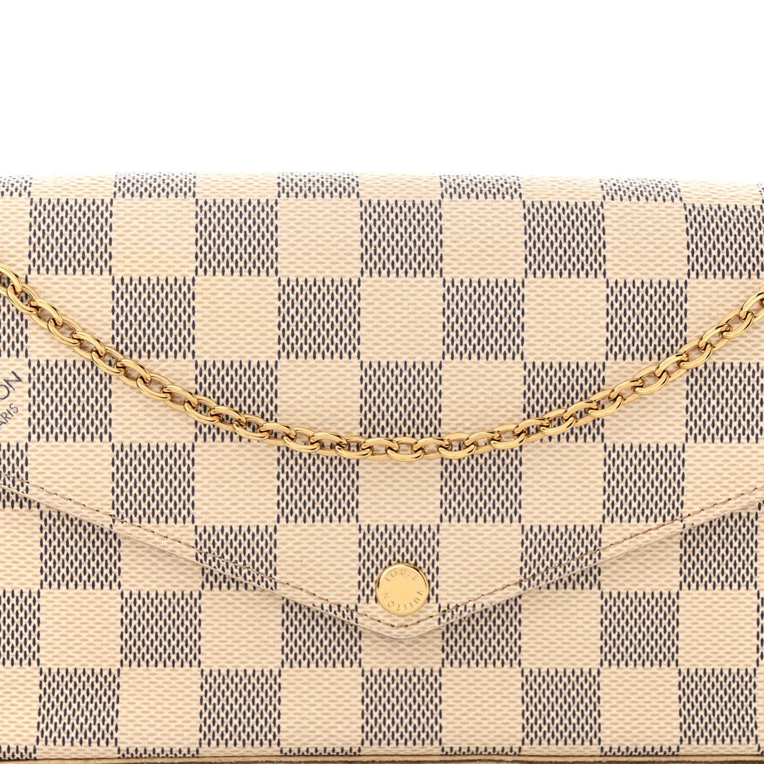 Louis Vuitton Damier Azur Pochette Felicie Chain Wallet Rose Ballerine 9 of 20