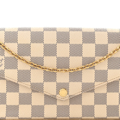 Louis Vuitton Damier Azur Pochette Felicie Chain Wallet Rose Ballerine 9 of 20