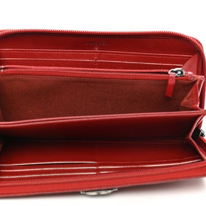 Chanel Caviar Quilted Large Boy Zip Around Wallet Red 5 of 13