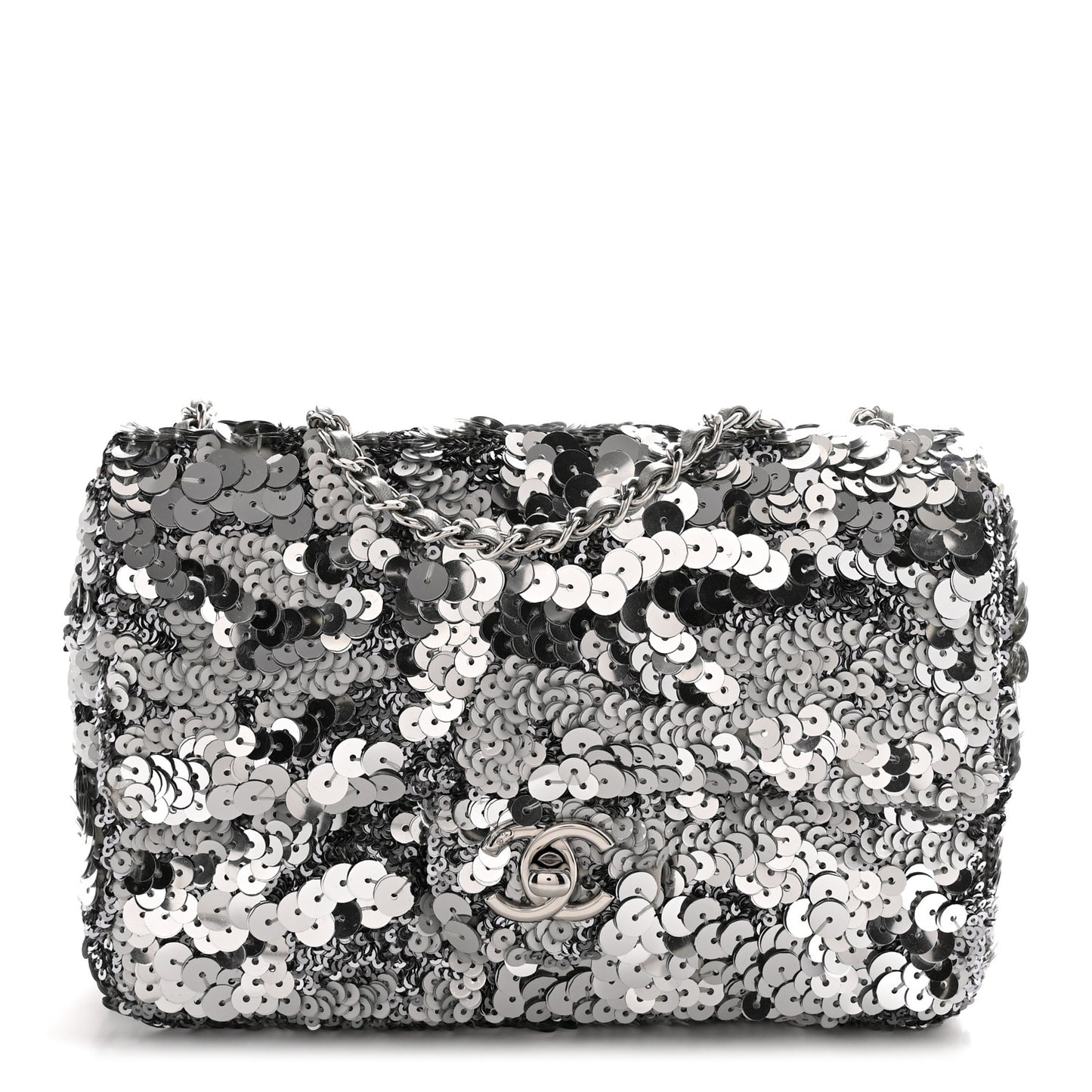 Sequin Mini Rectangular Flap Silver