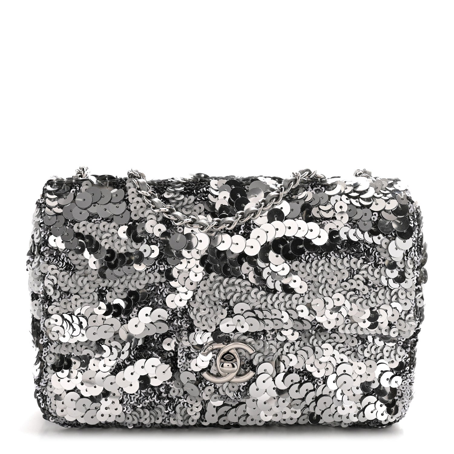 Chanel Sequin Mini Rectangular Flap Silver 1 of 10