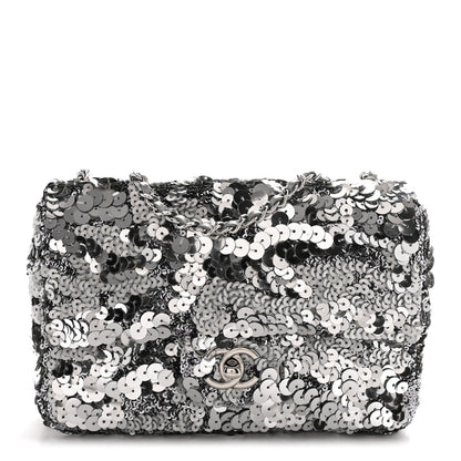 Chanel Sequin Mini Rectangular Flap Silver 1 of 10