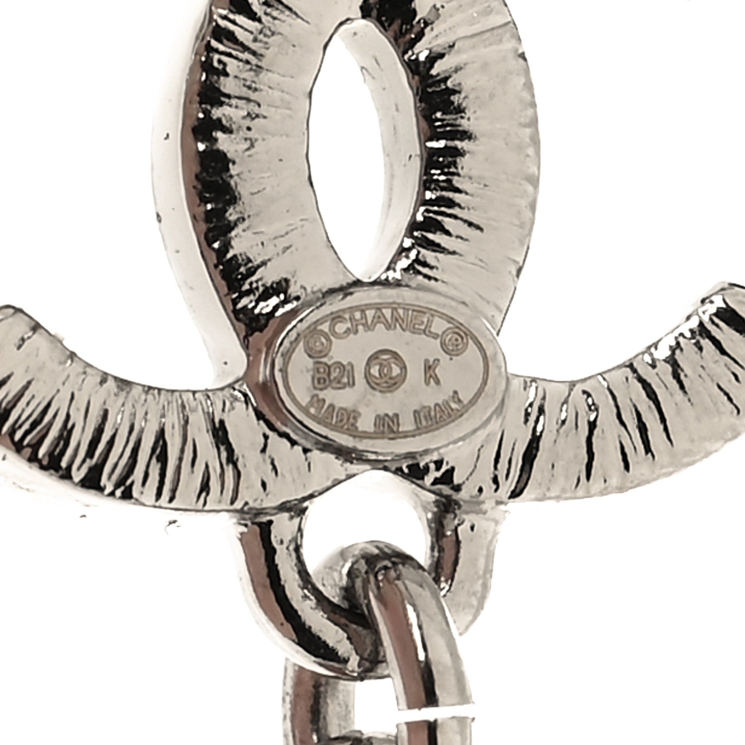 Chanel Crystal CC Teardrop Earrings Silver 4 of 5