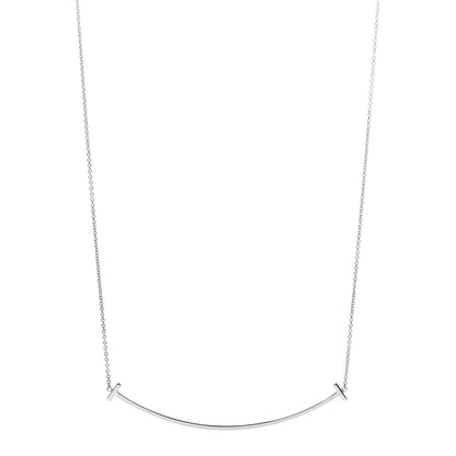 Tiffany Sterling Silver Large T Smile Pendant Necklace 1 of 7