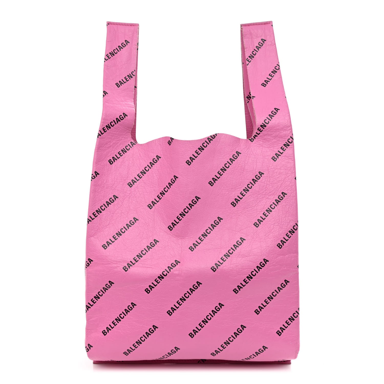 Balenciaga Agneau Arena Allover Logo M Supermarket Shopper Rose Bonbon Black 1 of 9