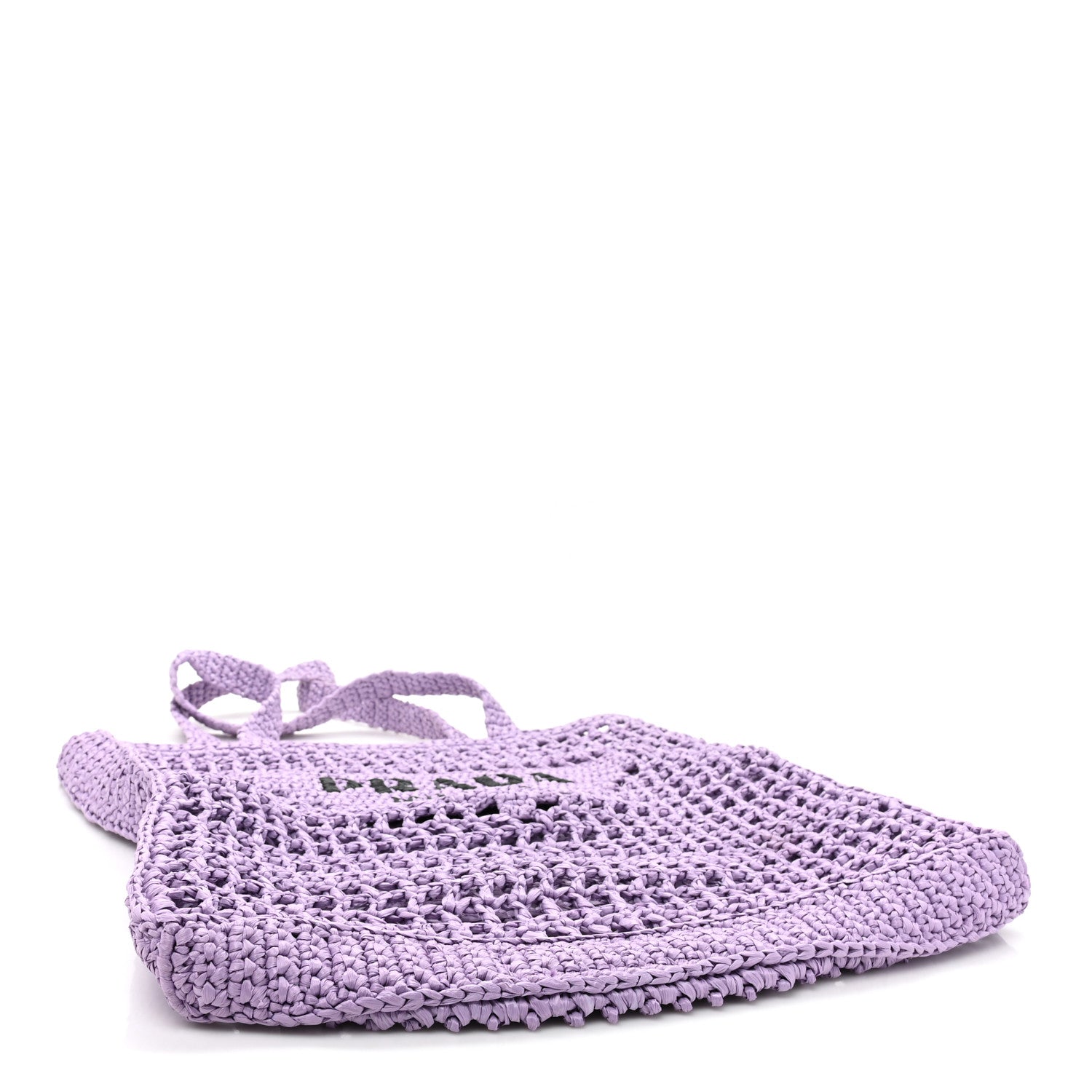 Prada Yarn Raffia Effect Crochet Logo Embroidered Tote Bag Lilium 4 of 8