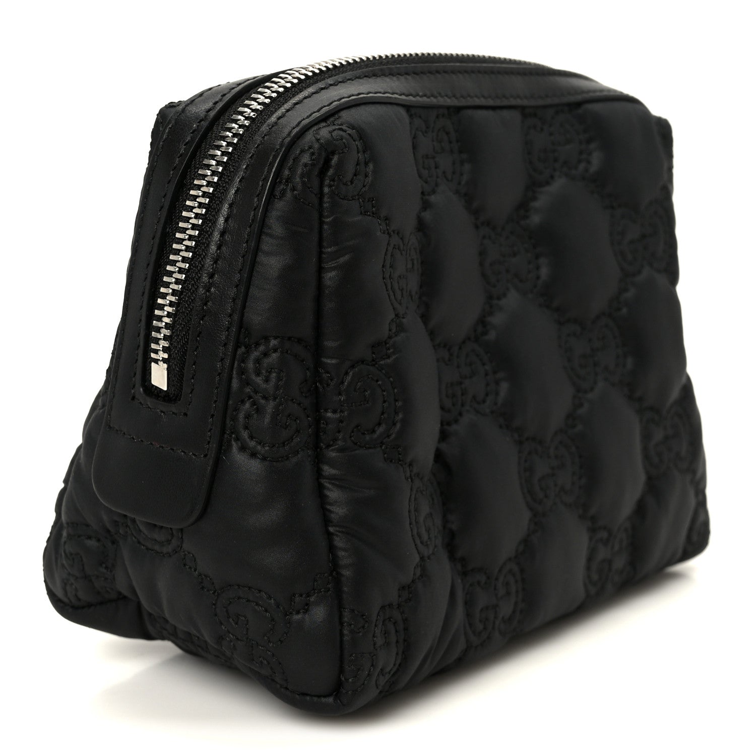 Gucci Nylon Calfskin Enamel GG Matelasse Beauty Case Black 3 of 9