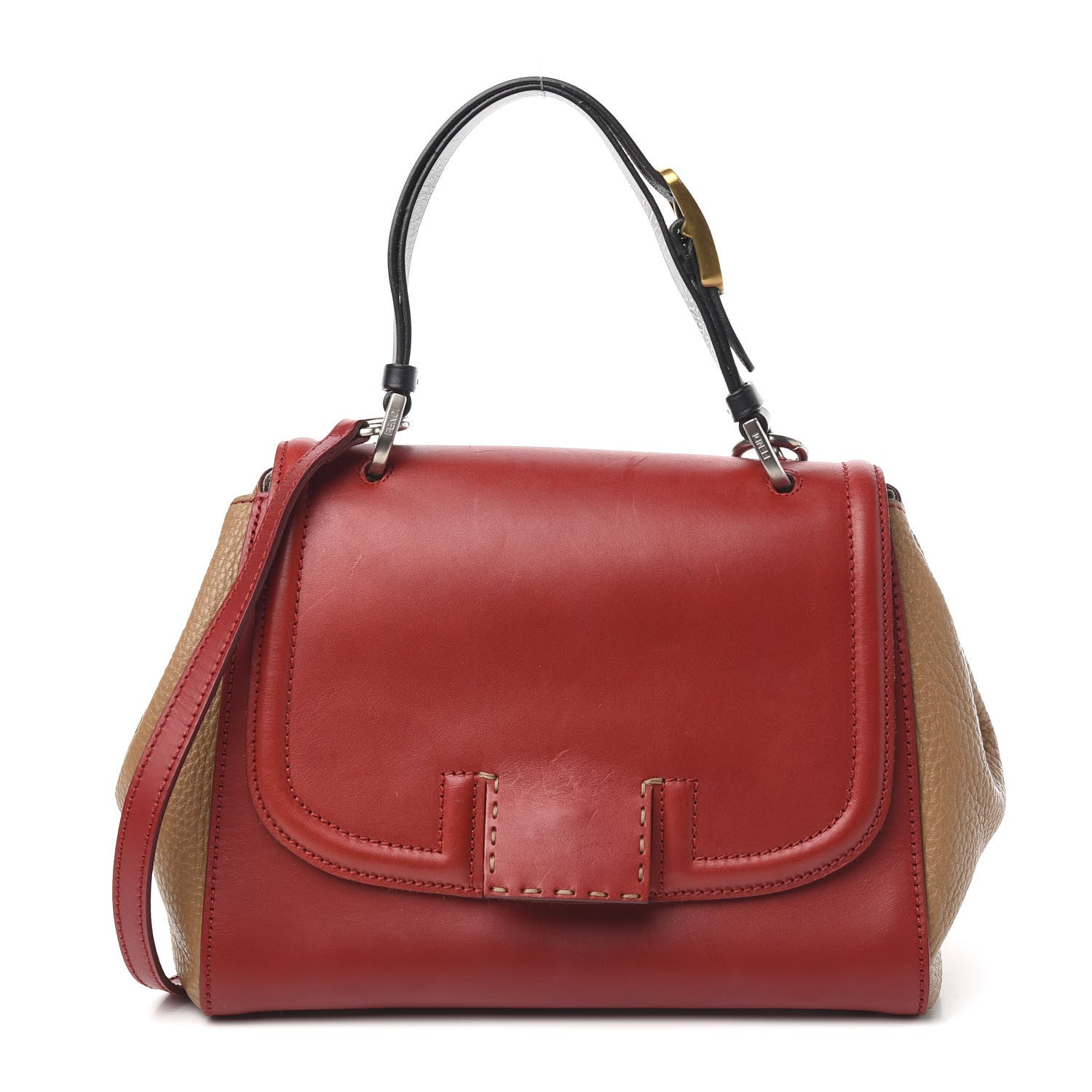 Fendi Cuoio Suede Silvana Bag Cammello Rosso Black Cuoio 1 of 12