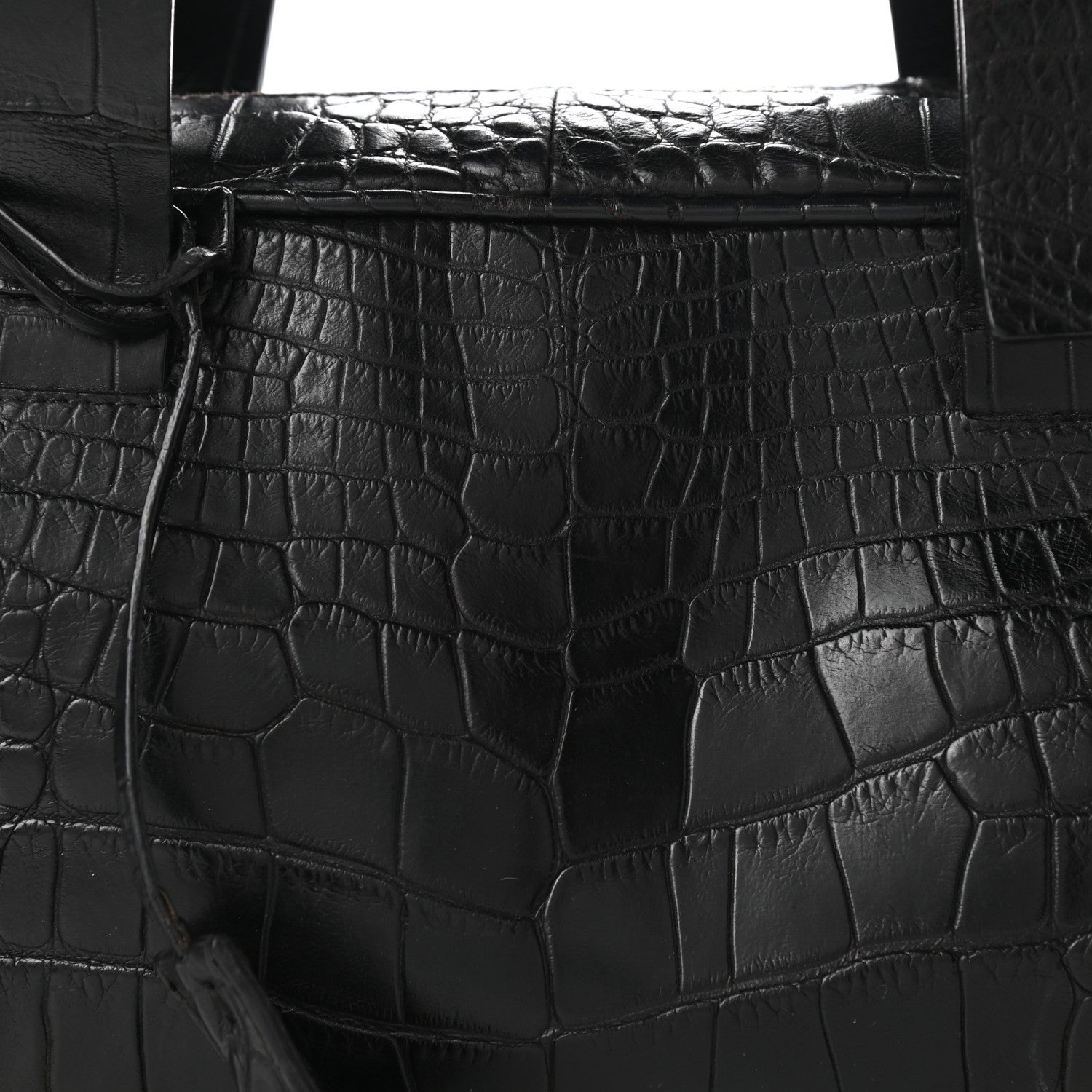 Prada Calfskin Crocodile Embossed Satchel Black 8 of 10