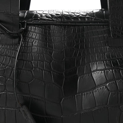Prada Calfskin Crocodile Embossed Satchel Black 8 of 10