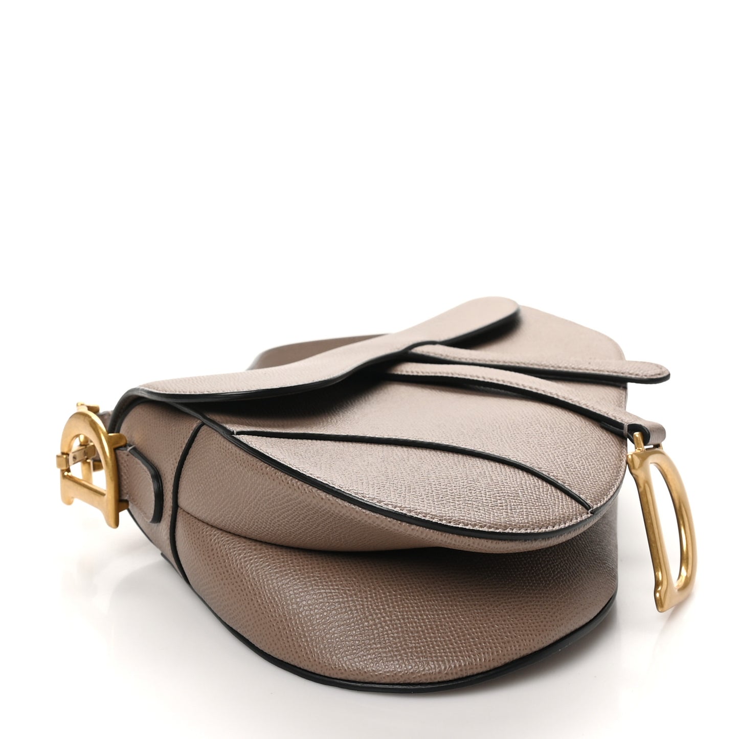 Grained Calfskin Saddle Bag Warm Taupe