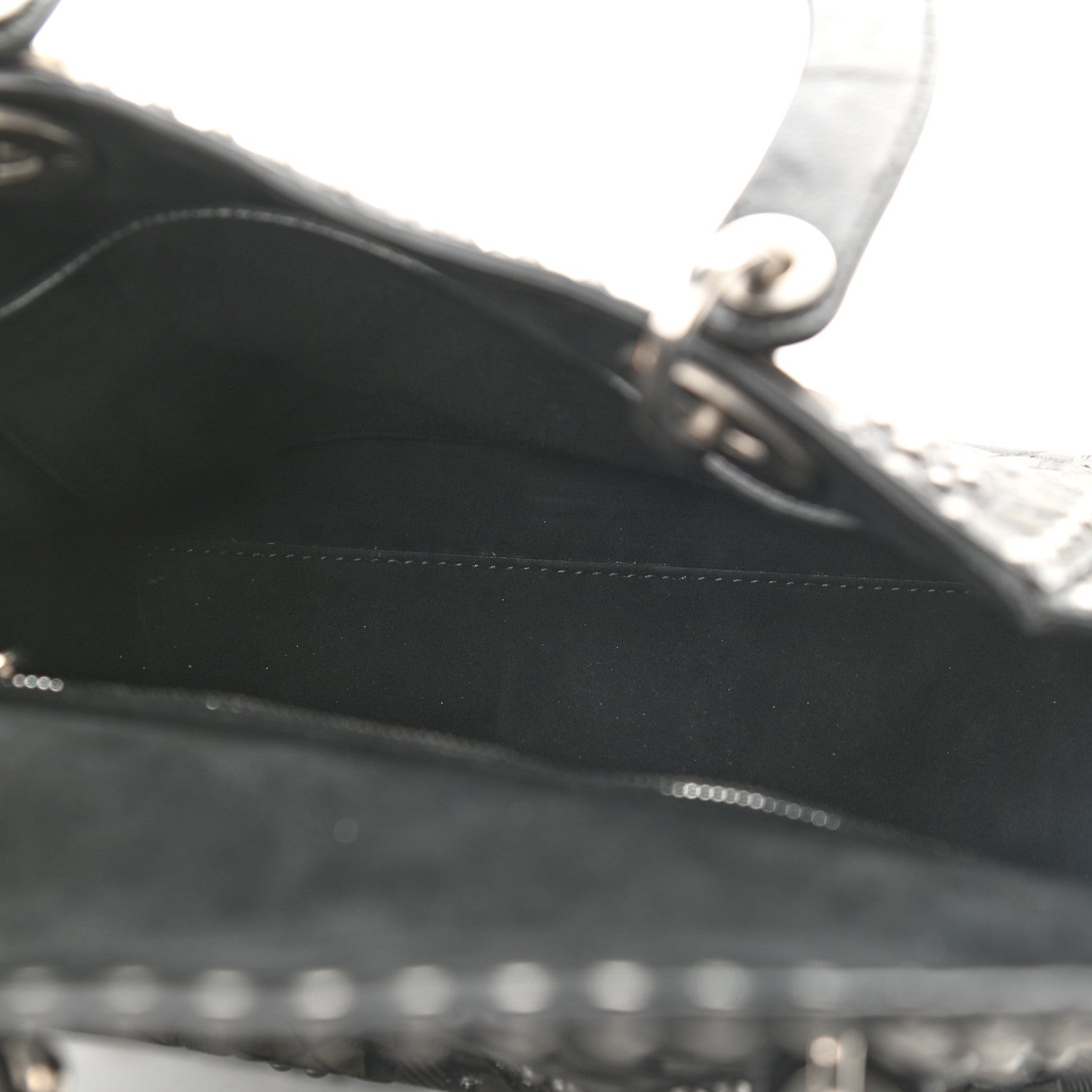 Christian Dior Calfskin Studded Flower Medium Lady Dior Black 4 of 13