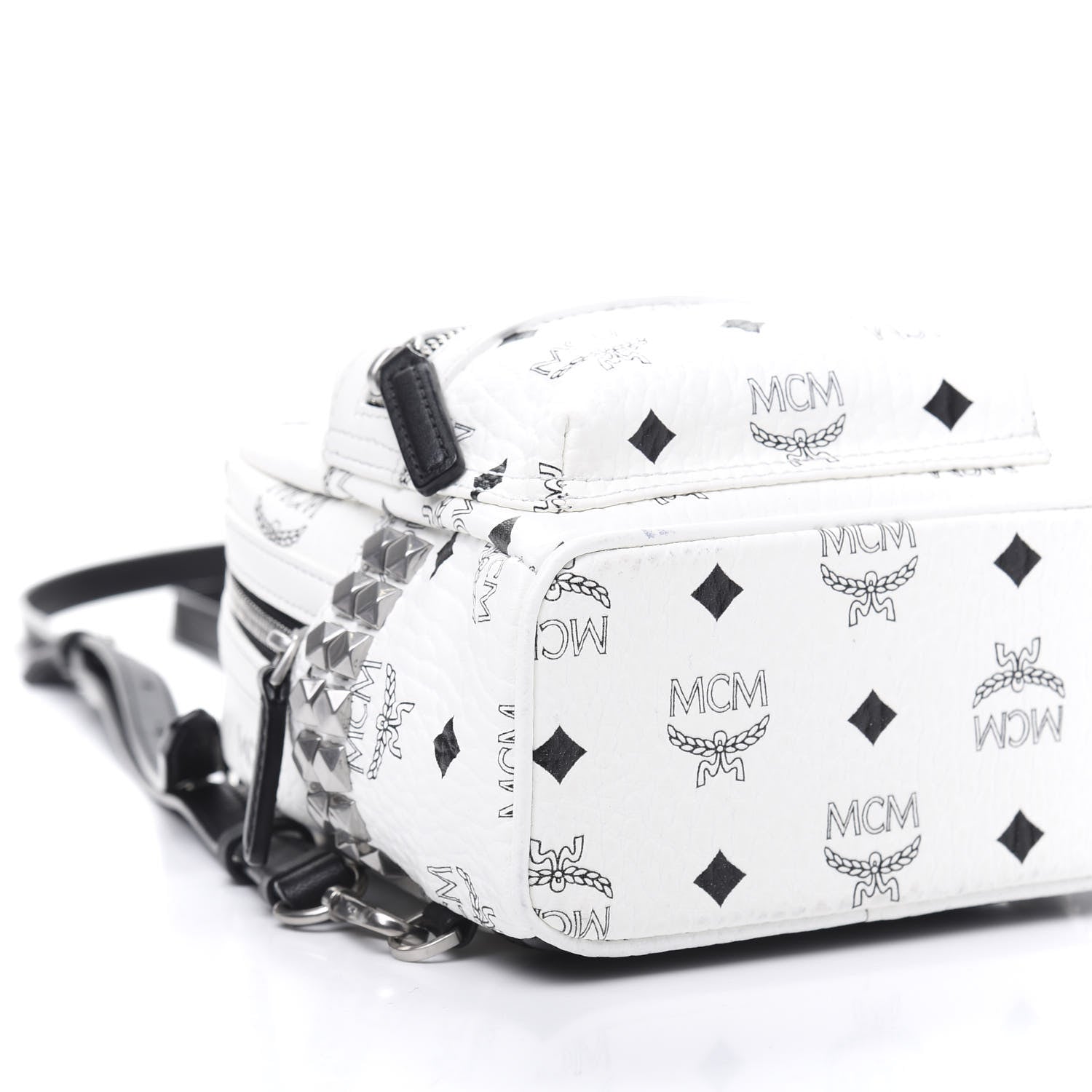 MCM Visetos Studded X-Mini Bebe Boo Backpack White 5 of 9