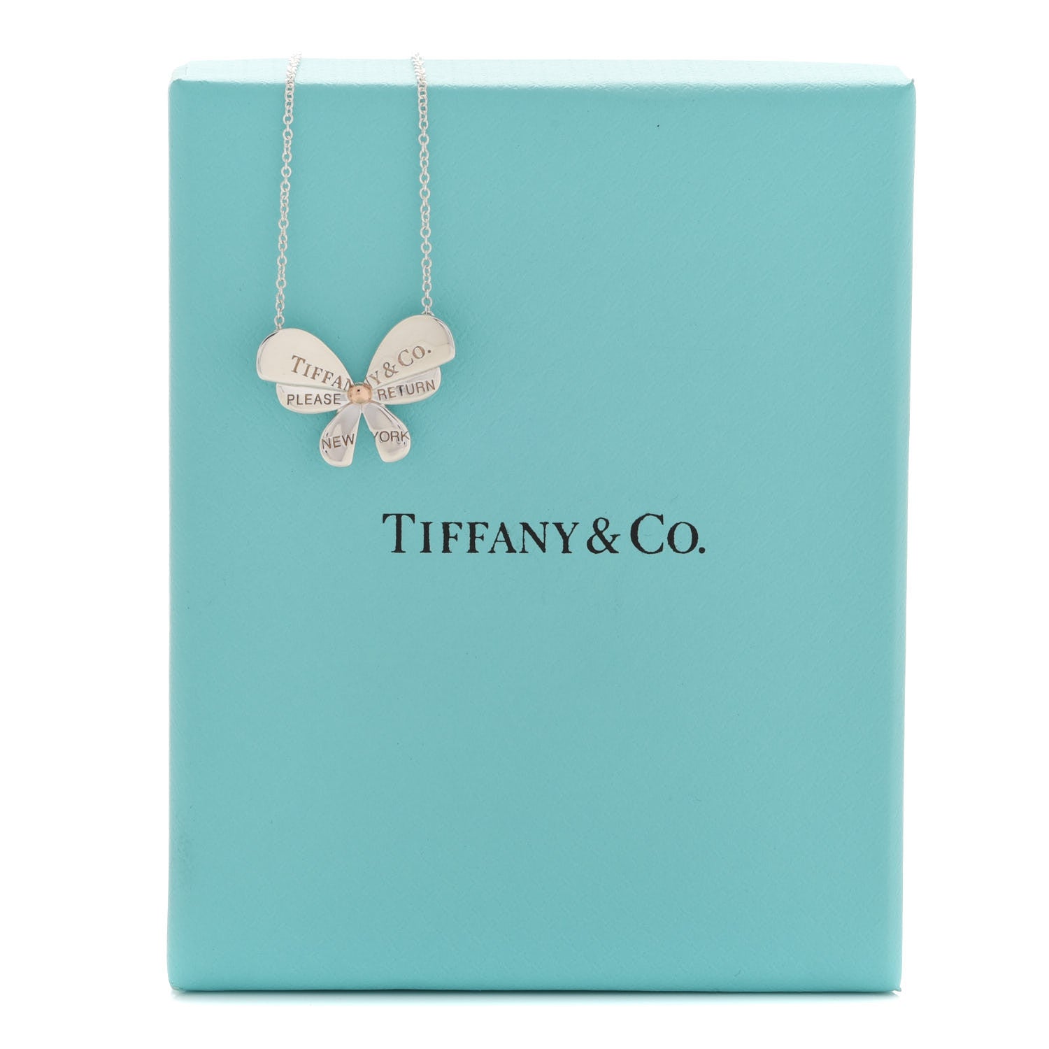 Tiffany Sterling Silver 18K Rose Gold Return to Tiffany Love Bugs Butterfly Pendant Necklace 7 of 7