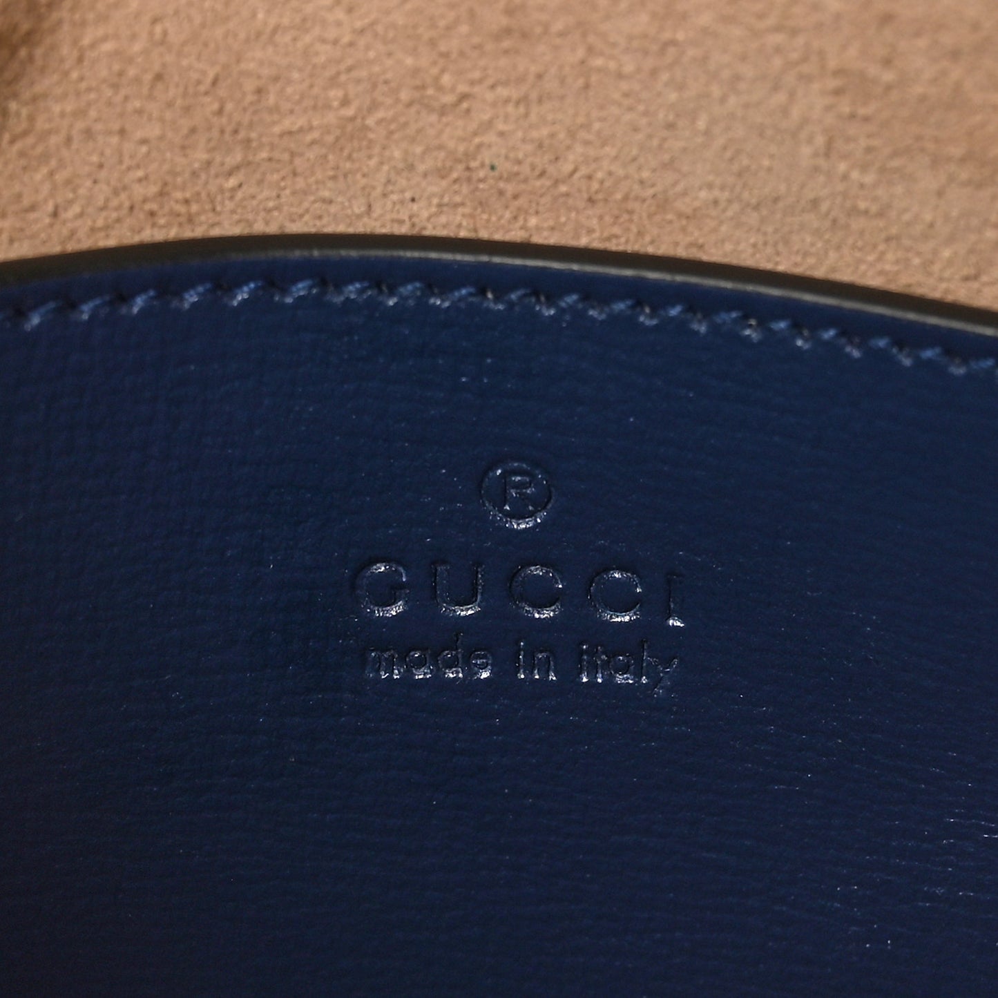 GG Supreme Monogram Textured Dollar Calfskin Web Mini Horsebit 1955 Shoulder Bag Beige Blue