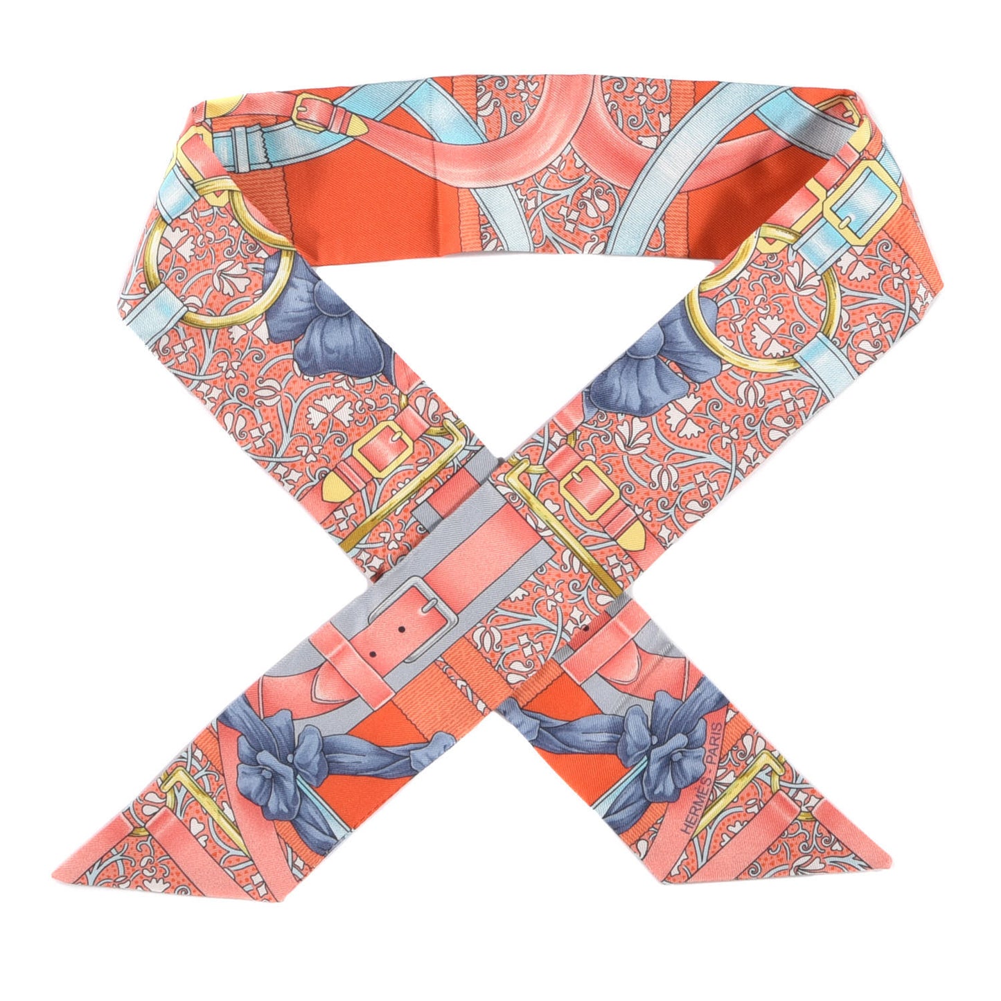 Silk Grand Manege Fleuri Twilly Orange Turquoise Gris