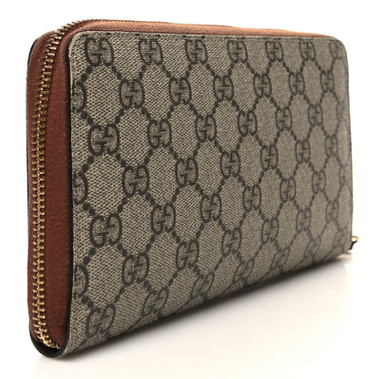 Gucci GG Supreme Monogram Cuoio Toscano Zip Around Organizer Wallet Beige Ebony Cuir 3 of 10
