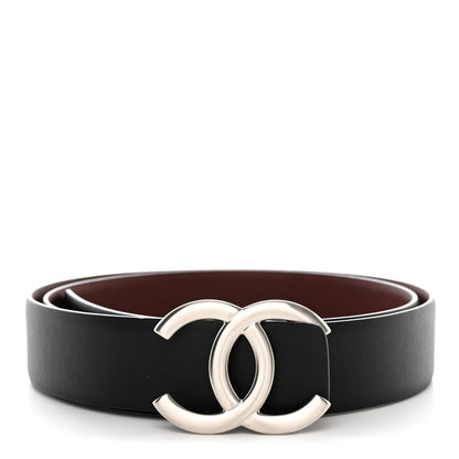 Chanel Calfskin CC Reversible Belt 85 34 Black Burgundy 1 of 6