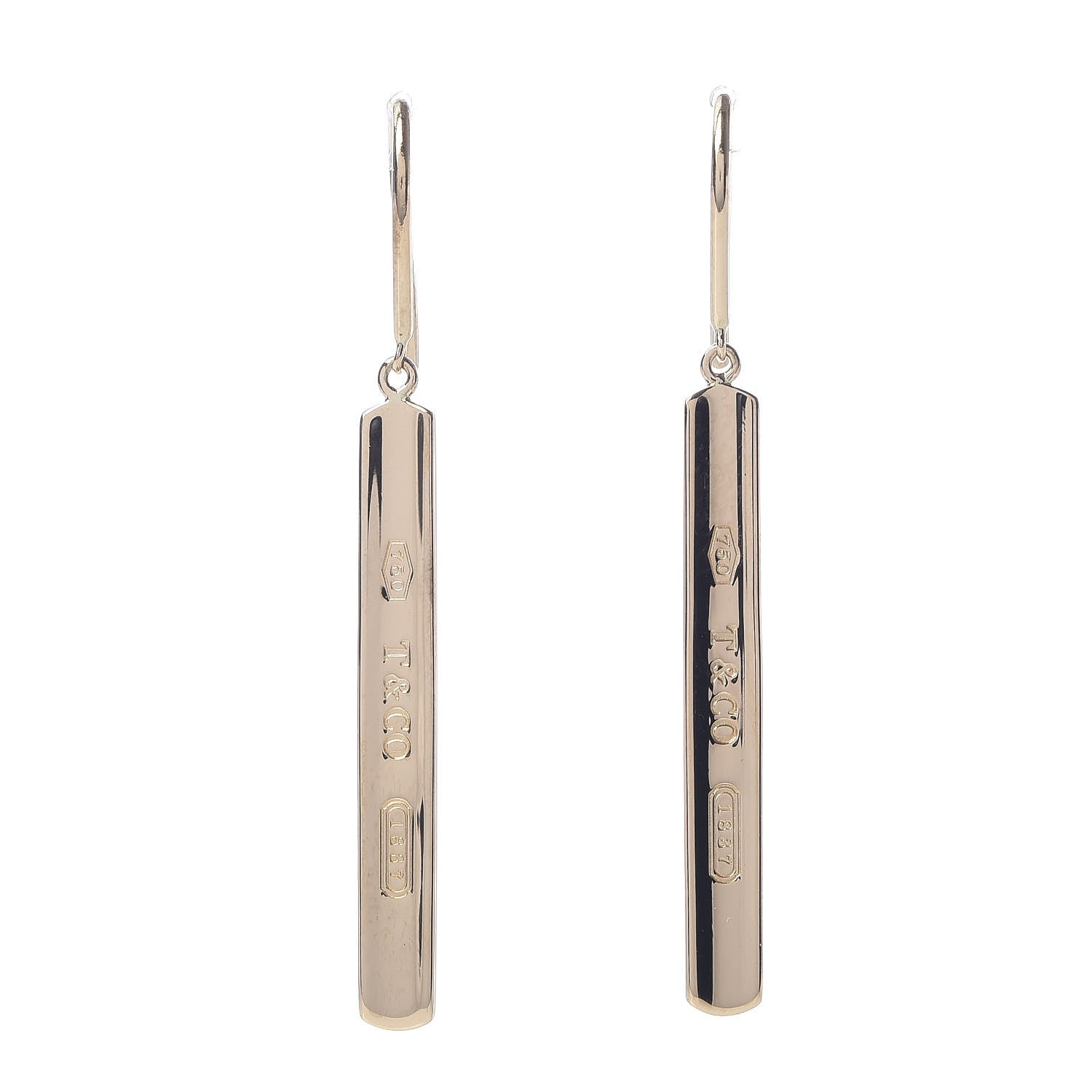 Tiffany 18K Yellow Gold 1837 Bar Drop Earrings 1 of 3