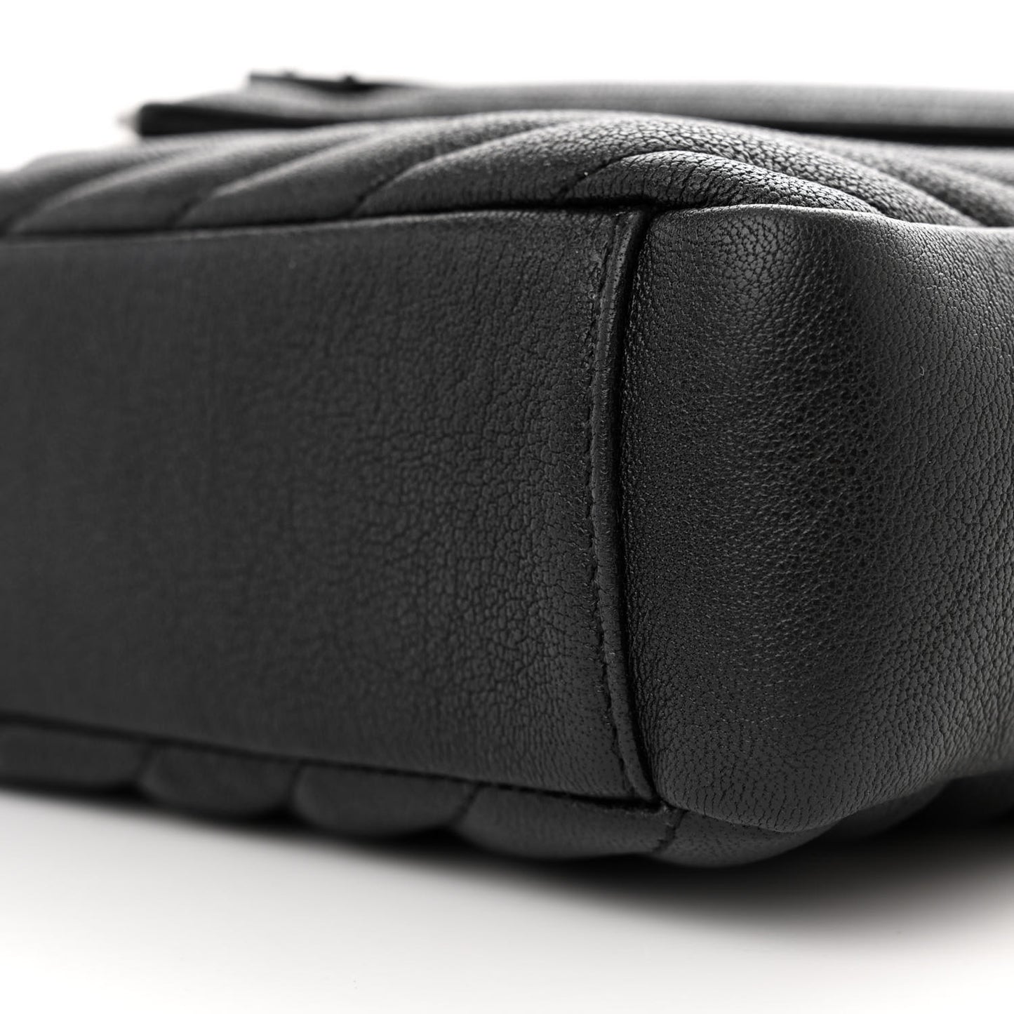 Sheepskin Matelasse Chevron Monogram Monochrome Medium College Bag Black