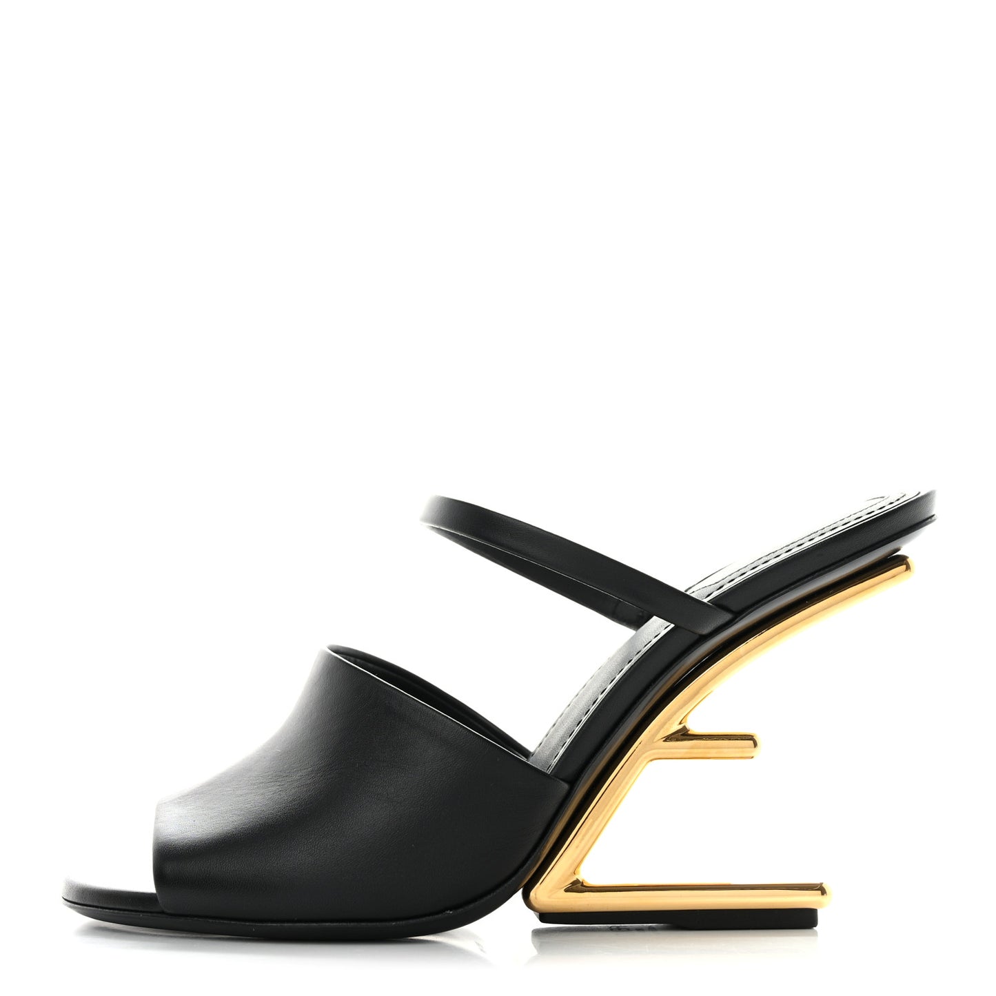 Calfskin Fendi First 95mm Slide Sandals 38.5 Black