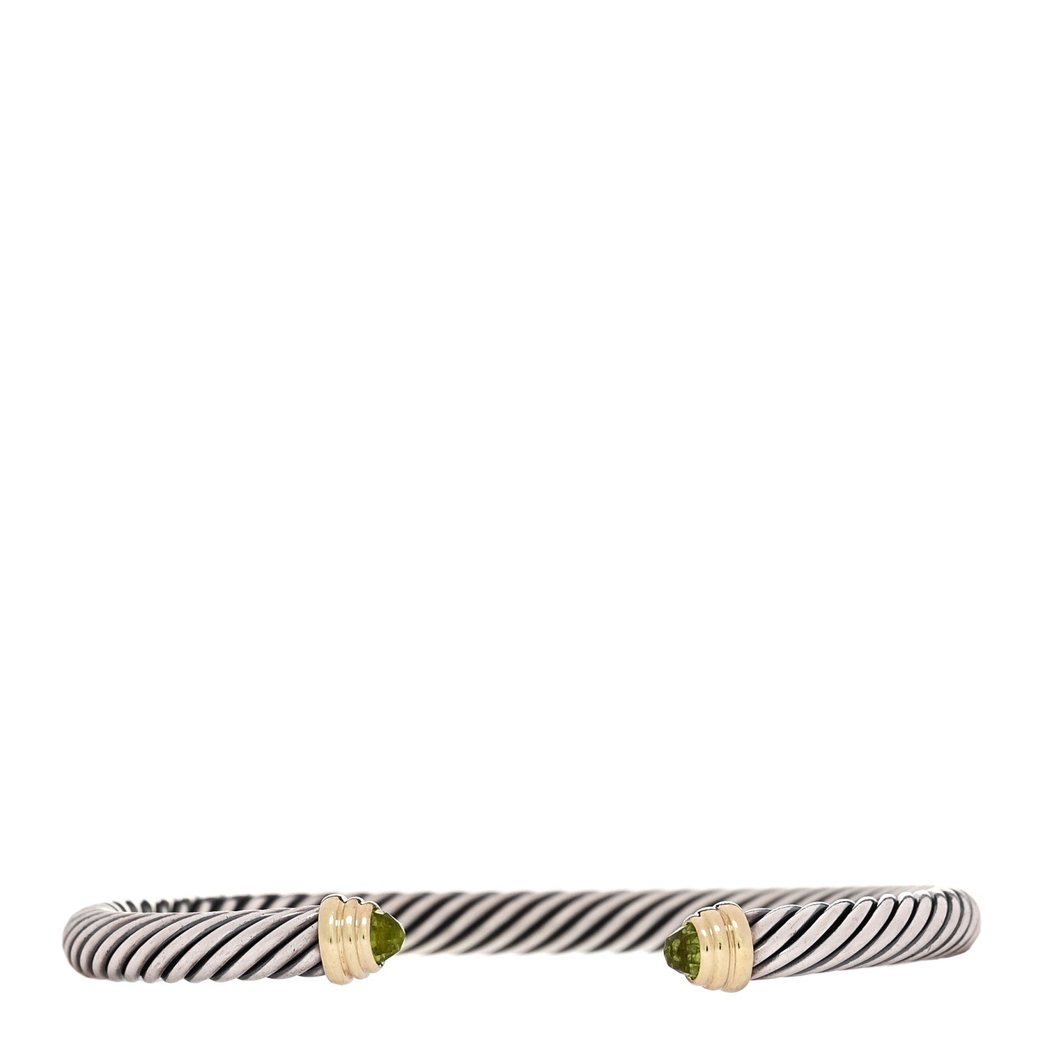 David Yurman Sterling Silver 14K Yellow Gold Peridot 5mm Cable Classics Petite Color Bracelet 1 of 3