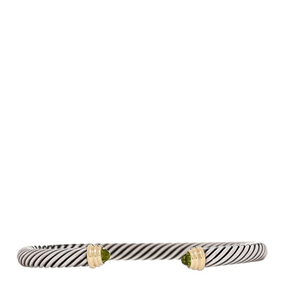 David Yurman Sterling Silver 14K Yellow Gold Peridot 5mm Cable Classics Petite Color Bracelet 1 of 3